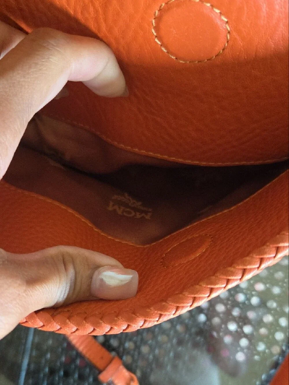 MCM Orange Leather Satchel Bag
